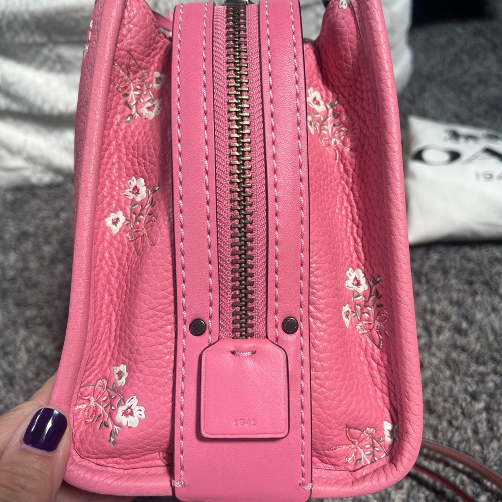 New with tags Coach Pink Satchel with Floral Accents - Picture 7 of 16